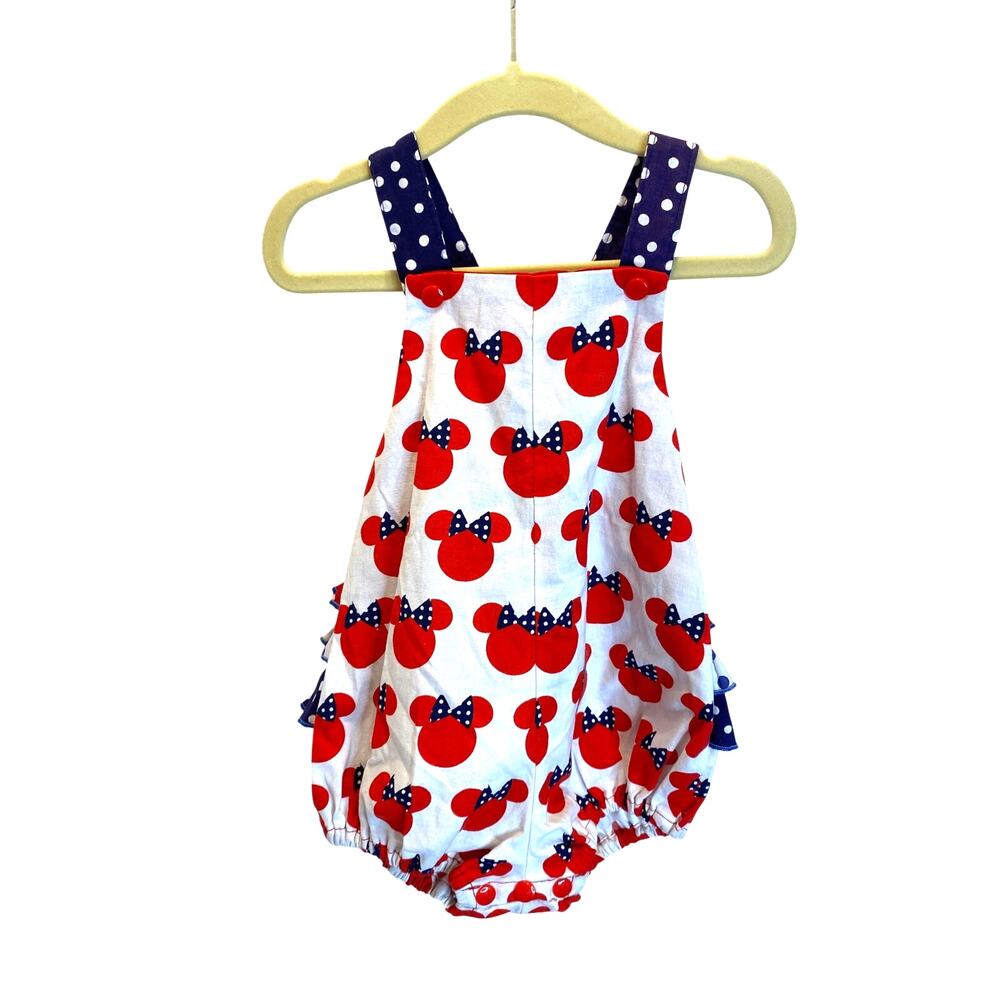 NWT Patriotic Red White Blue Disney Minnie Mouse Ruffle Romper 6 months